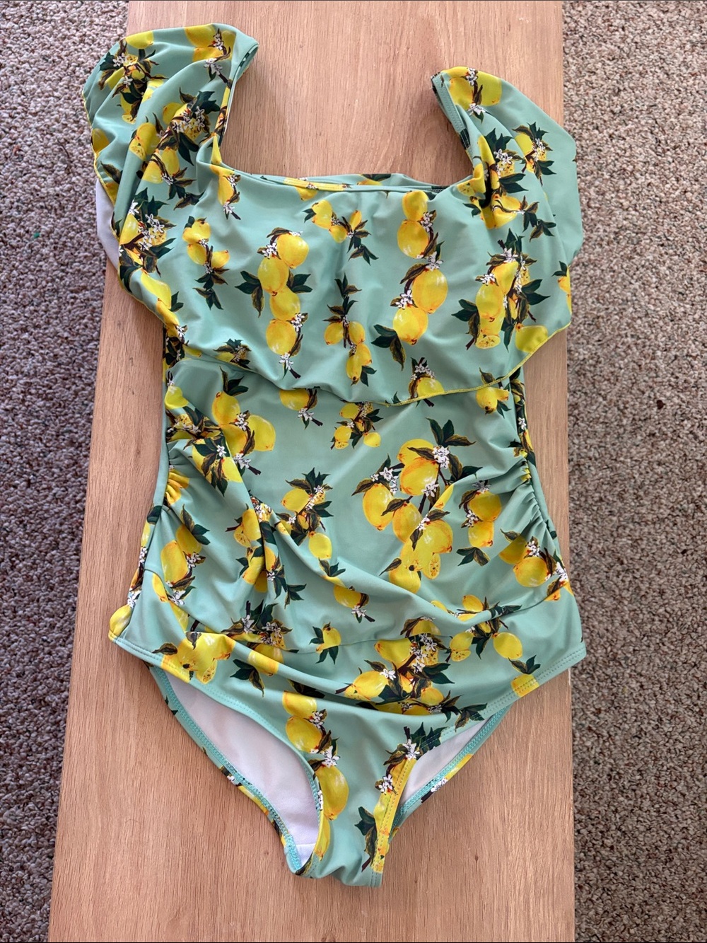 Lemon Print One-Piece Swimsuit in Mint & Yellow